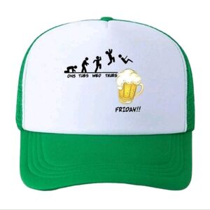 Unisex Trucker Mesh Beer Funny Hat (Green & White)